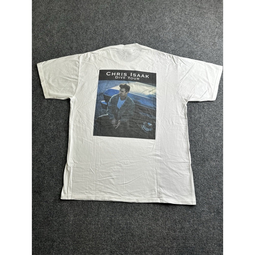 Men's 90s Chris Isaak Dive Tour Nice Man Concert T-Shirt White, Size XL